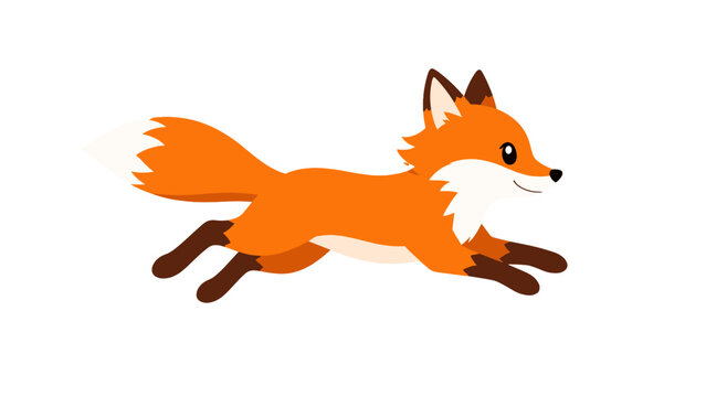 Cartoon fox running with its white-tipped tail extended