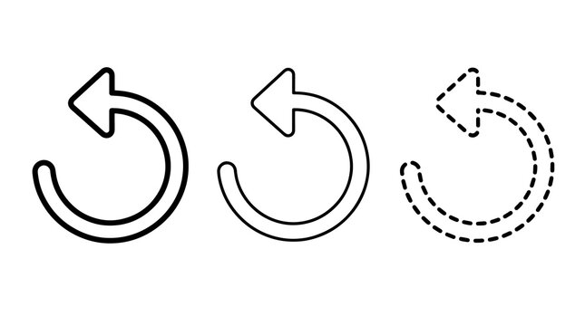 Black outline circular arrow icons showing rotation and refresh symbol