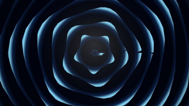 Abstract radial sapphire rosette pattern expanding in motion