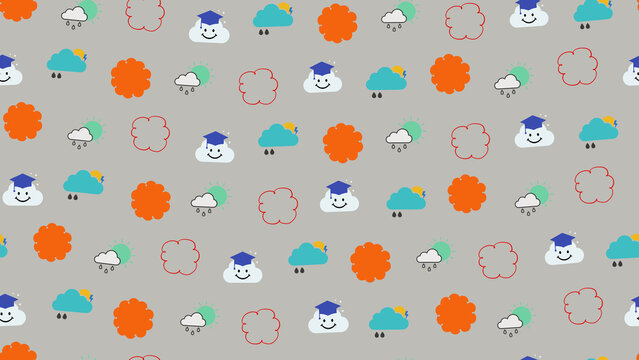 Cartoon weather and graduation cloud pattern