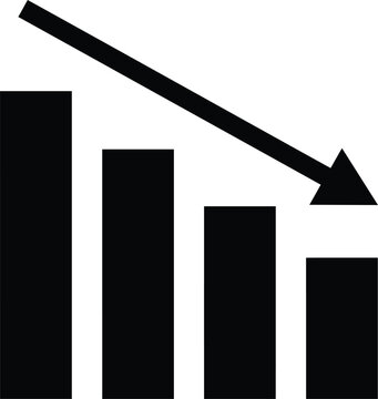 Downward trend silhouette vector. Decline graph vector icon