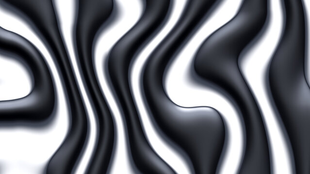 Minimalist abstract black and white wavy stripe pattern design