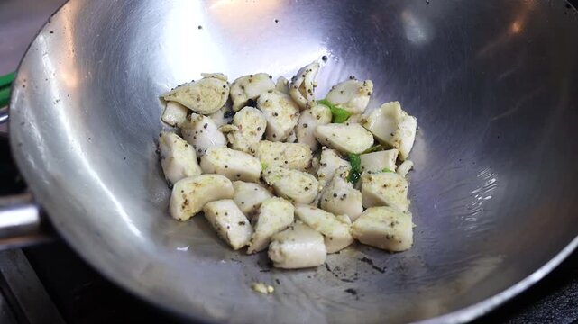 Dal fara made with rice flour filled with dal on a street food stall