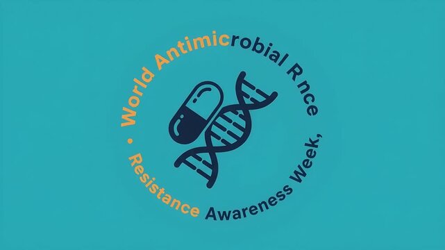 World Antimicrobial Resistance Awareness Week Concept Banner with Capsule Pill and DNA Helix Icon.