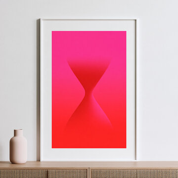 vivid pink and red symmetrical geometric poster airbrush gradient graphic design 