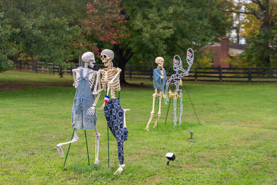 Outdoor Halloween Decoration On Suburban Property In Leesburg Virginia USA