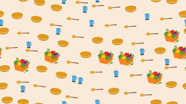 Seamless pattern of food preparation elements