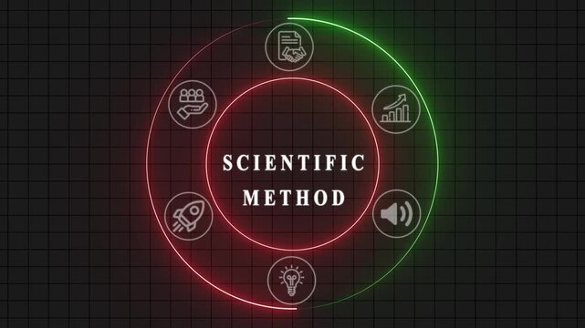 Modern scientific research illustration with icons around word