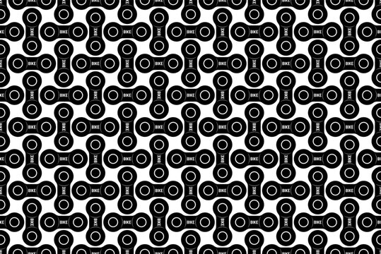 Seamless Bicycle Chain Pattern with Repeating Black Mechanical Links, Bike Chain Texture and Geometric Cycling Background for Textile, Packaging and Graphic Design