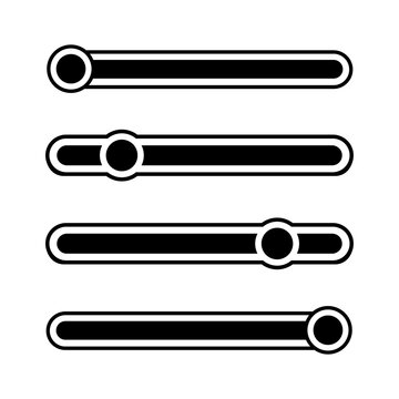 vector toggle switch and volume control slider icons. minimalist slider bar icon set for user interface design