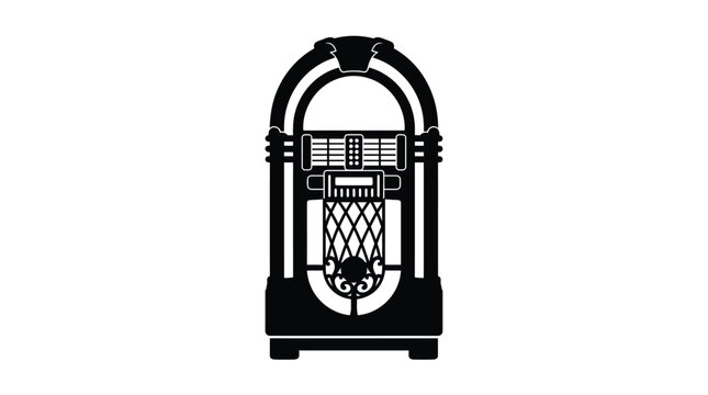 Vintage jukebox silhouette against a white background detailed musical device