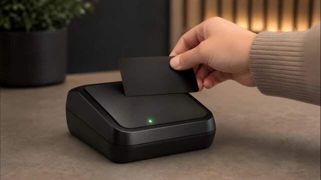 Contactless payment credit card card reader nfc wireless terminal cashless modern retail technology device tabletop desk for secure contactless