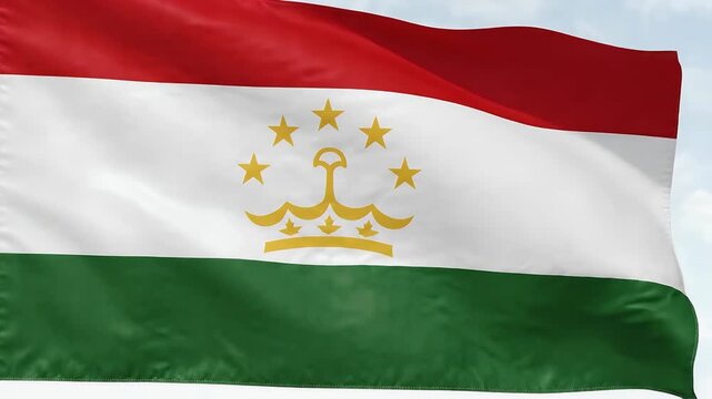 Tajikistan Flag Waving in the Wind