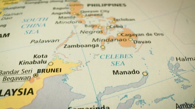 Indonesia and Philippines &ndash; political map flyover with gliding motion