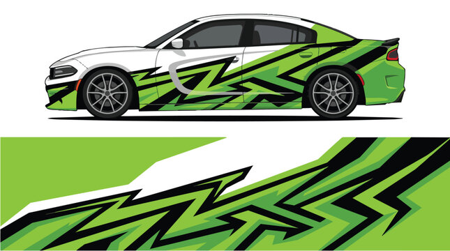 Car Wrap Design with Dynamic X Decal in Green and Black