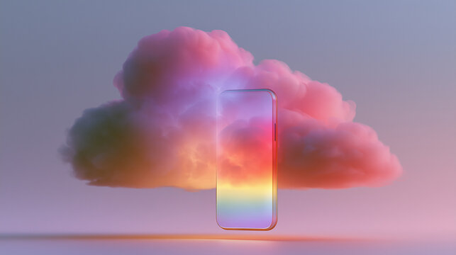 Cloud data storage for smart phone concept. 