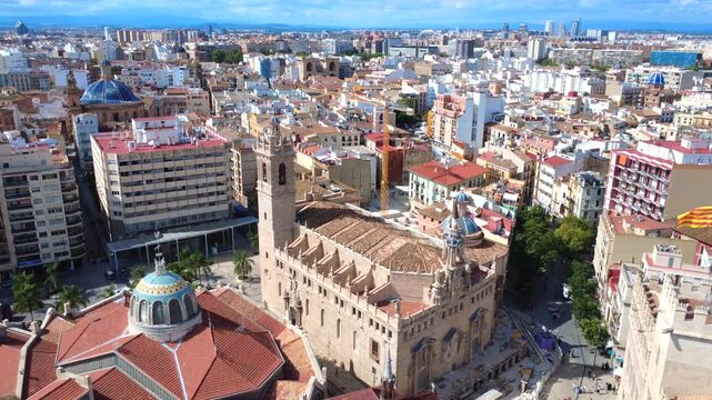 Valencia Spain Real Parroquia de los Santos Juanes Aerial Drone 4K