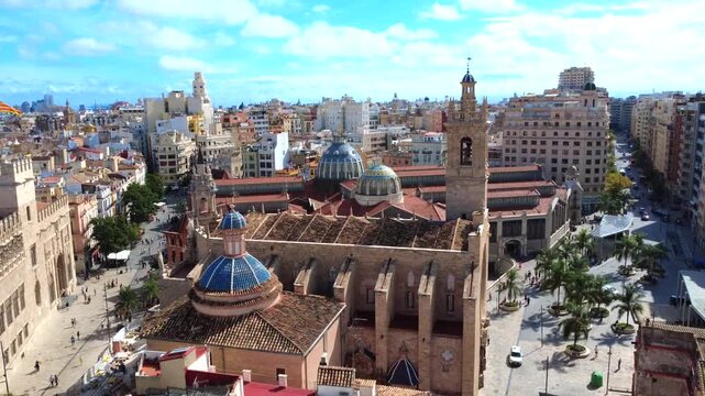 Valencia Spain Real Parroquia de los Santos Juanes Aerial Drone 4K