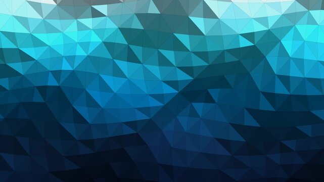 Blue low poly triangulated waves background, animation abstract geometric, seamless loop motion, abstract background
