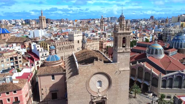 Valencia Spain Real Parroquia de los Santos Juanes Aerial Drone 4K