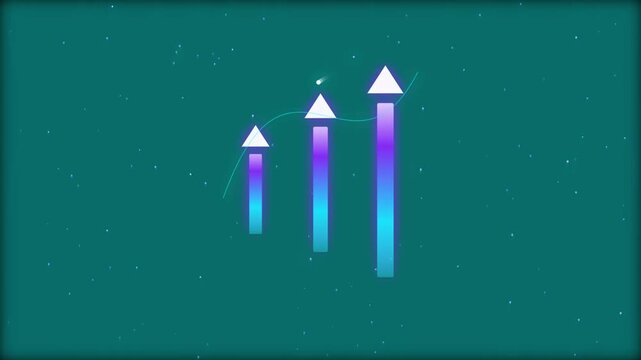 Abstract Neon Growth Arrows Financial Stock Market Charts Motion Graphics Seamless Loop Animation Background