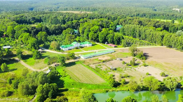 Yasnaya Polyana, Russia. Lev Nikolaevich Tolstoy was born and lived most of his life in Yasnaya Polyana. Drone footage