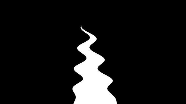 Abstract white vertical wavy shapes rising from the bottom of a pure black background, smooth irregular curves creating a minimalist monochrome animation, modern geometric visual effect. 4k video