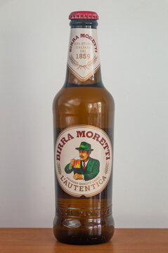 Pruszcz Gdanski, Poland - July 18, 2026: Birra Moretti beer.