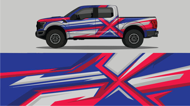 Car Wrap Design with Union Jack Decal in Red White and Blue