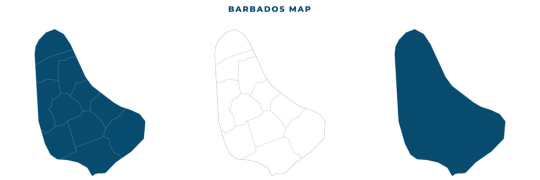 Detailed map of barbados with parish borders and blank outline, vector illustration
