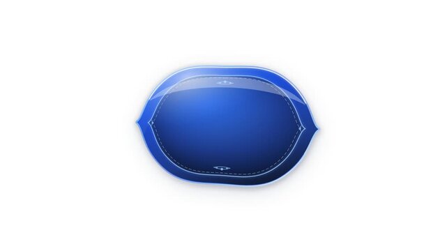 Glossy blue badge element with decorative border and stitched effect