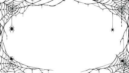 Fototapeta premium Spooky spider web border frame background