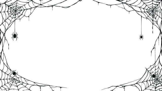 Spooky spider web border frame background
