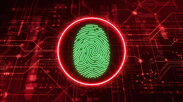Digital Fingerprint Scan Cyber Security Biometric Authentication Identity Verification Technology Concept