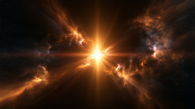 Supernova Explosion with Glowing Nebula in Deep Space