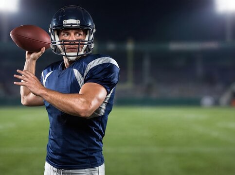 american football quarterback preparing to throw the ball