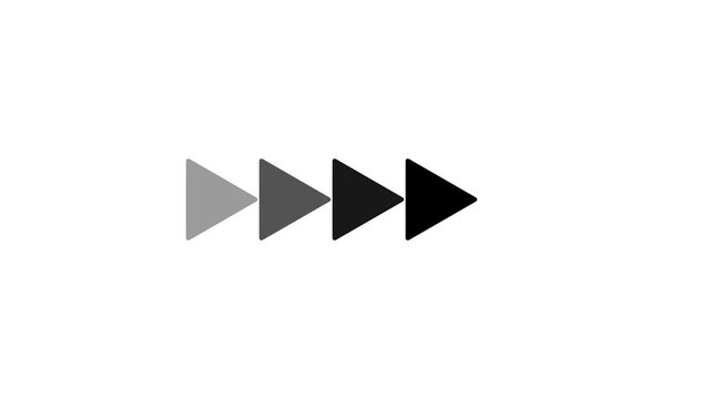 Arrow icons darken across frames demonstrating a visual progression
