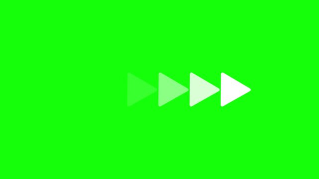 White arrows progress across a green screen background