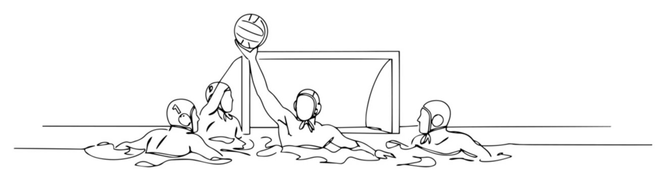 Goalkeeper blocking shot in water polo game in monoline