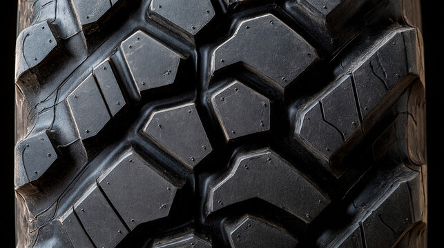Heavy-duty agricultural tire with deep rugged tread pattern, tractor wheel, farm machinery component, off-road traction, durable rubber technology, industrial equipment, close-up
