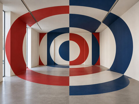 Colorful Anamorphic Room Creating Optical Illusion