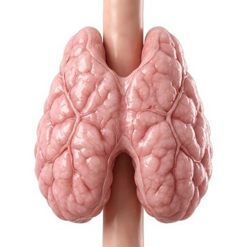 3D Illustration of the Human Thymus Gland, Part of the Immune and Endocrine Systems, Isolated on White Background