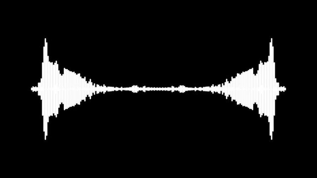Sound waveform spectrum animation, wave spectrum animation on black background, music equalizer rhythm bars frequency meter, Abstract audio wave digital frequency, sound spectrum concept. 4k video