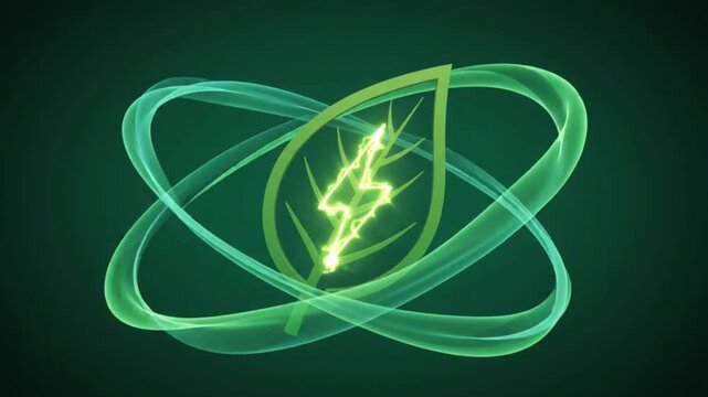 Energy leaf with glowing lightning bolt