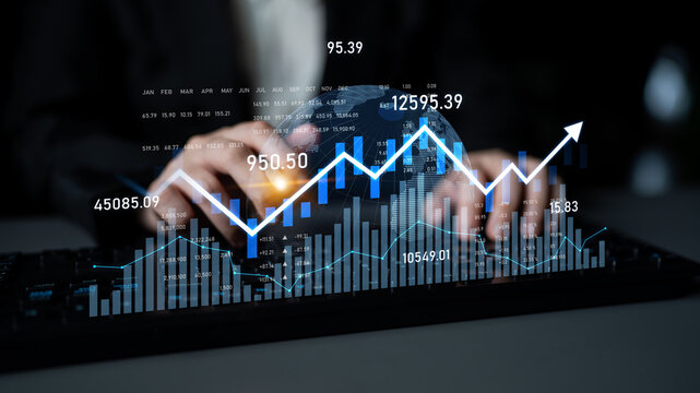 A focused businessperson using digital tools to analyze financial data, highlighting important graphs and trends for effective investment strategies in the stock market. Scalp