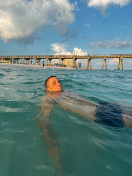 Man Swimming Pensacola Beach, Florida
