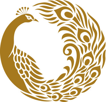 Decorative Peacock Bird with Ornamental Feather Pattern
