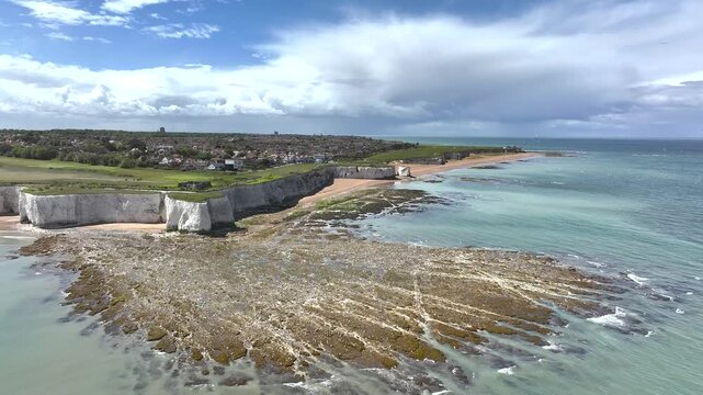 Botany Bay and Kingsgate Bay from a drone, Broadstairs, Kent, England, United Kingdom