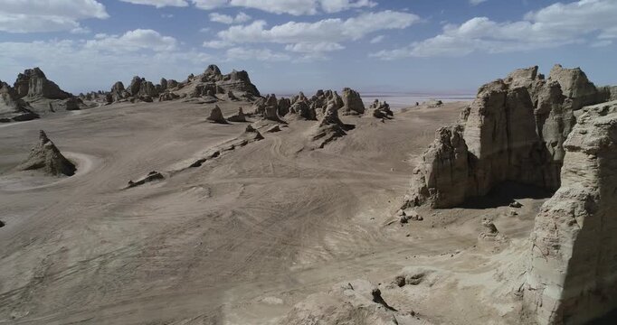 Aerial view of yardang landform landscape in the west of China