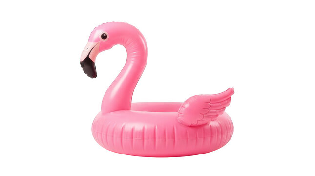 Pink flamingo pool float isolated on transparent background